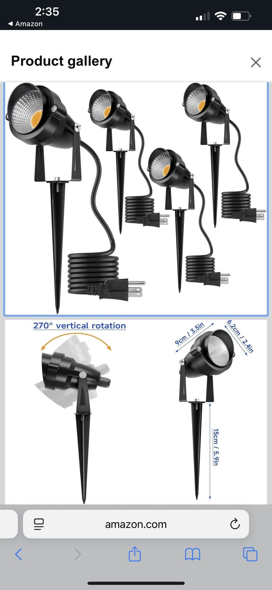 Warm White Outdoor Spot Lights, 10W Waterproof Garden Spotlight COB LED Spotlights with Spiked Stand for Lawn Decorative Lamp 4 Lights