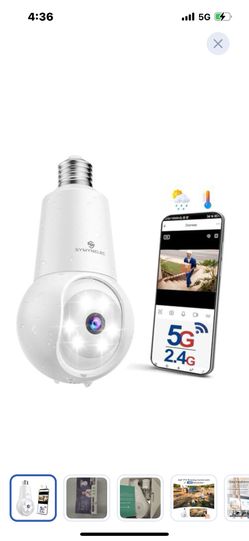“New”Outdoor Security(5G )light Bulb(w/smart Camera)waterproof/night Vision,”360 Degree Rotation You Control W/phone,,sinc To Your Phone