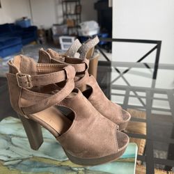 Brown Suede Platform Heels – Size 7.5