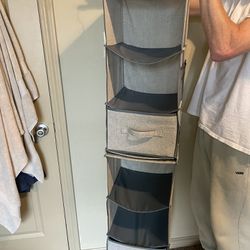 Light Gray Closet Organizer with 2 Movable Drawers 