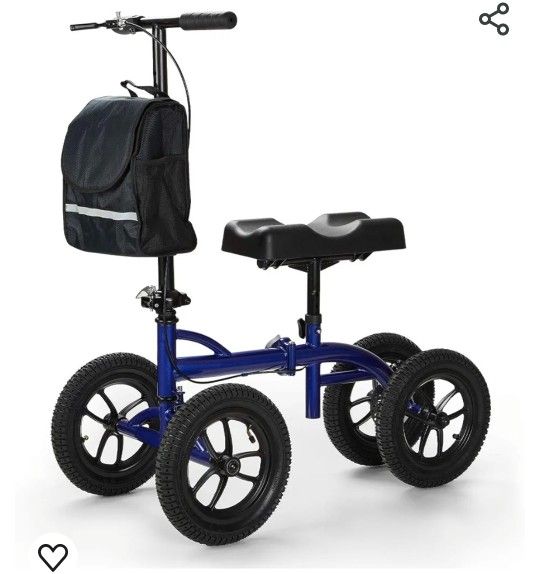 OasisSpace Bariatric Knee Walker - Heavy Duty Knee Scooter with 12 inch Pneumatic for 500LB, All Terrain Knee Scooters for Foot Injuries Adult, Broken