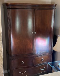 Mahogany Finish Armoire  46W 21D 73H
