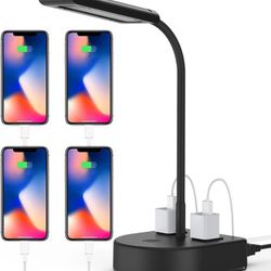 Brinity LED Desk Lamp with 2 USB Charging Ports and 2 AC Outlets,Bright Reading