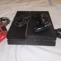 Sony PlayStation 4 500gb Black Console With Two Controllers and Wires