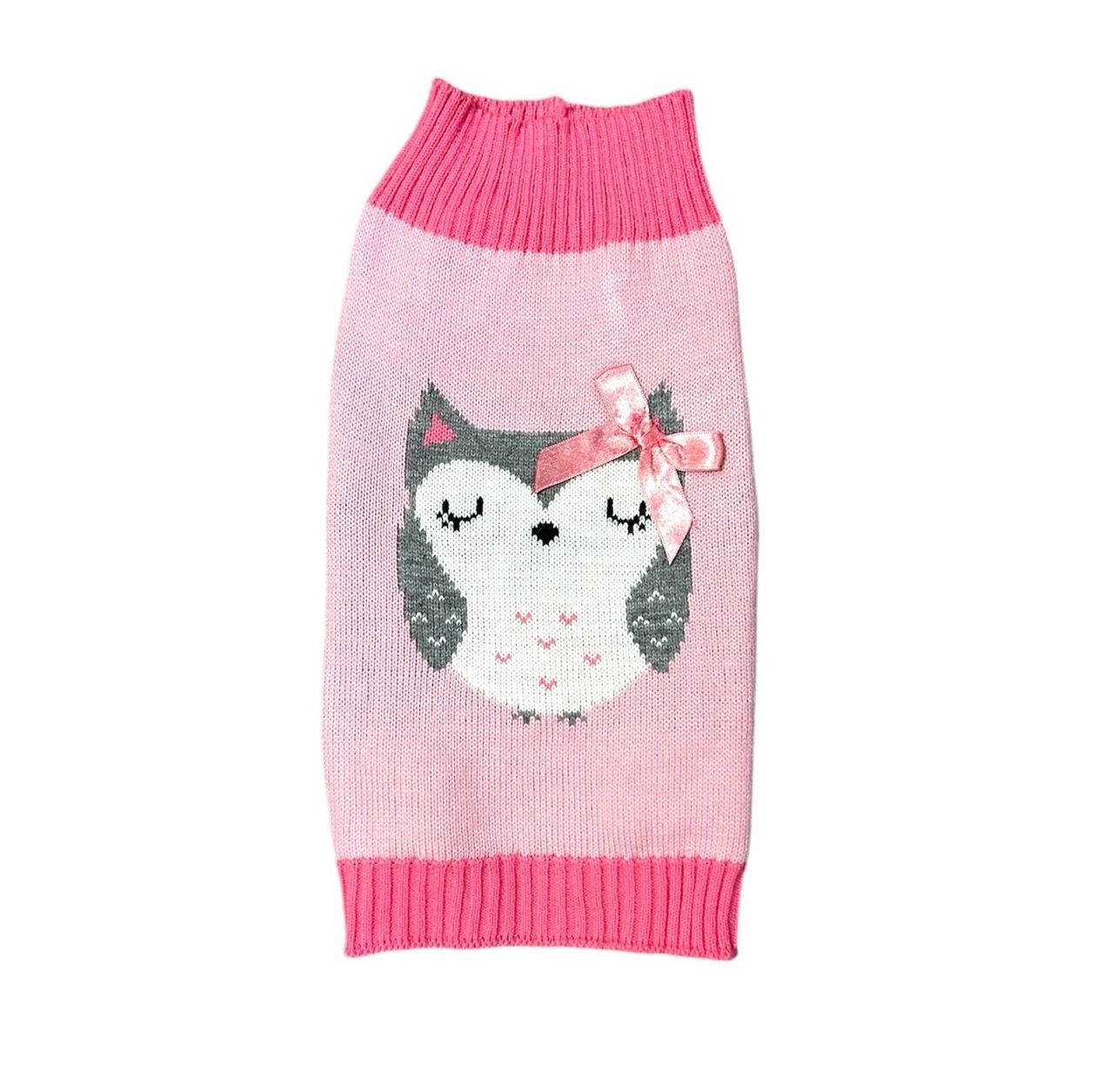 Pink Knitted Winter Dog Sweater - Small Breeds