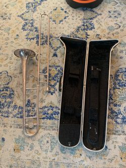 Silver trombone with case ready to use