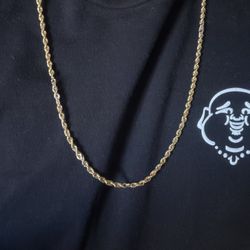 Yellow Gold Laughing Buddha Pendant with 22" Rope 10KChain - Real Gold Good Luck Charm Necklace