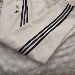 Men's Sz L White Adidas Athletic Pants