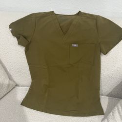 FIGS Martini Olive One-Pocket Scrub Top XXS   