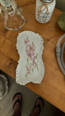 White Porcelain Floral Decorative Tray