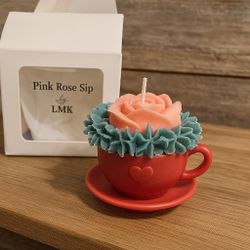 Pink Rose Sip Scented Candle 