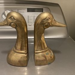 Brass Duck Head Bookends, Vintage, By Leonard for Sale in