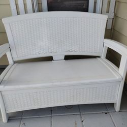 Suncast Elements Resin Wicker Design Loveseat With Storage White