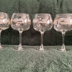 Vintage Wine Stemware With Different Authors Saying- Set Of 4