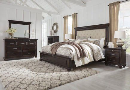 🟡IN STOCK 🟡 Brynhurst Dark Brown Upholstered Panel Bedroom Set