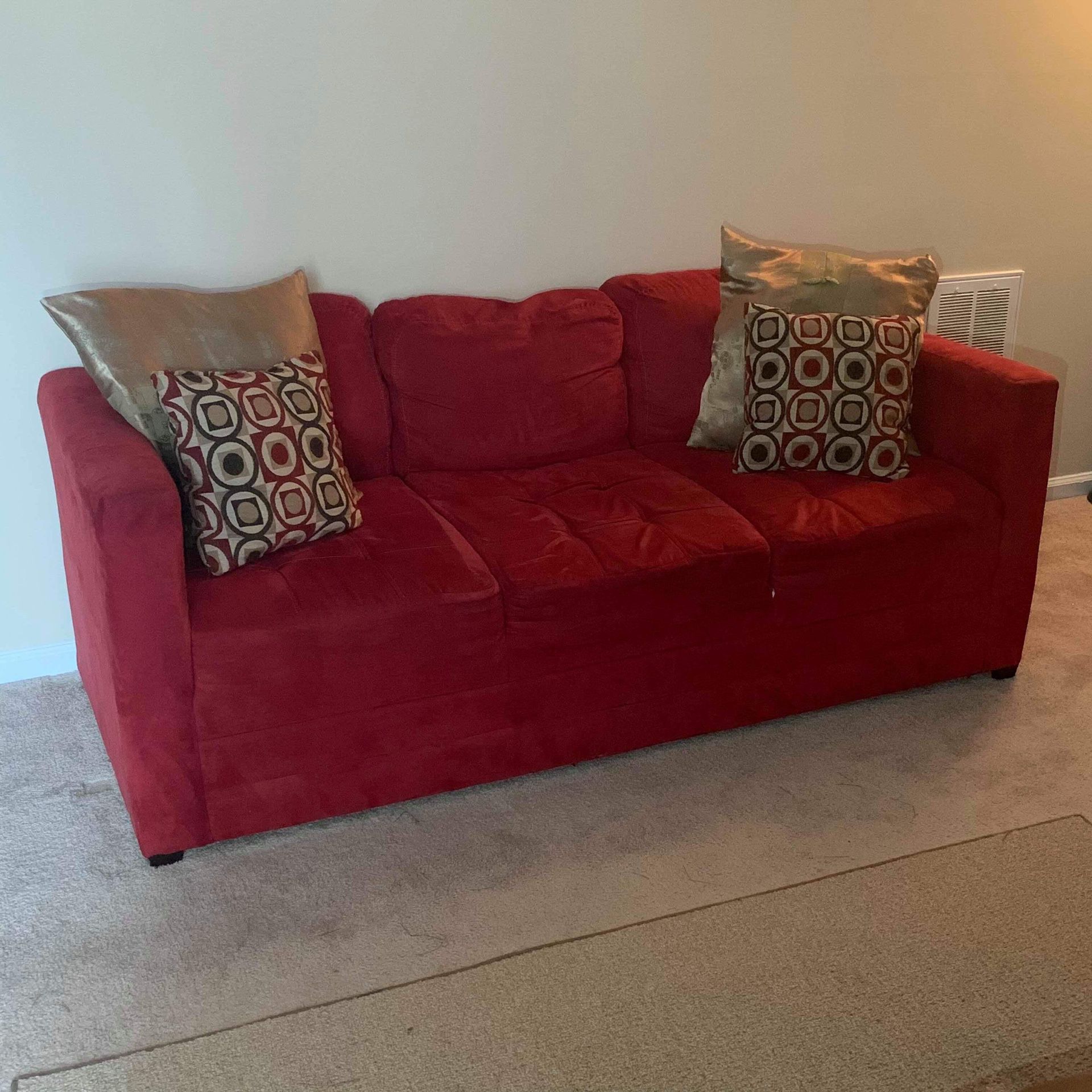 Furniture 3 Piece Set, 2 Red Couches & Coffee Table | READ F.A.Q