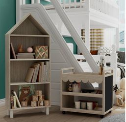 House of Happy Scallop Art Cart , Natural for Kids Classroom, Kids Playroom or Kids Bedroom