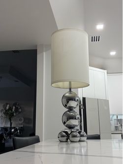 Modern Chrome Sphere Table Lamps – Set of 2 – Excellent Condition