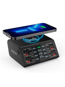 USB Charger, ASOMETECH 100W 8 Port Multiple USB Charging Station