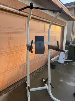 Body vision pull up tower. $140  a pull-up station with variable grip positions legs raise station chin-up and dip station and slip-resistant foot gri