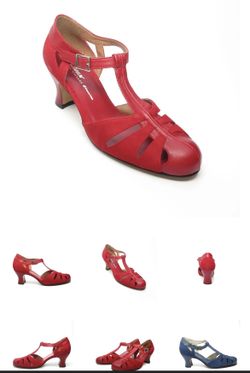 Brand new Balboa Suede Combos Elegant 1930's T-strap with fluted heel.