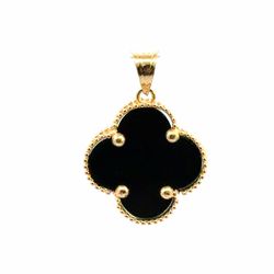 Woman’s Ladies 14k Yellow Gold Black Clover Charm Pendant for Necklace GP3129640