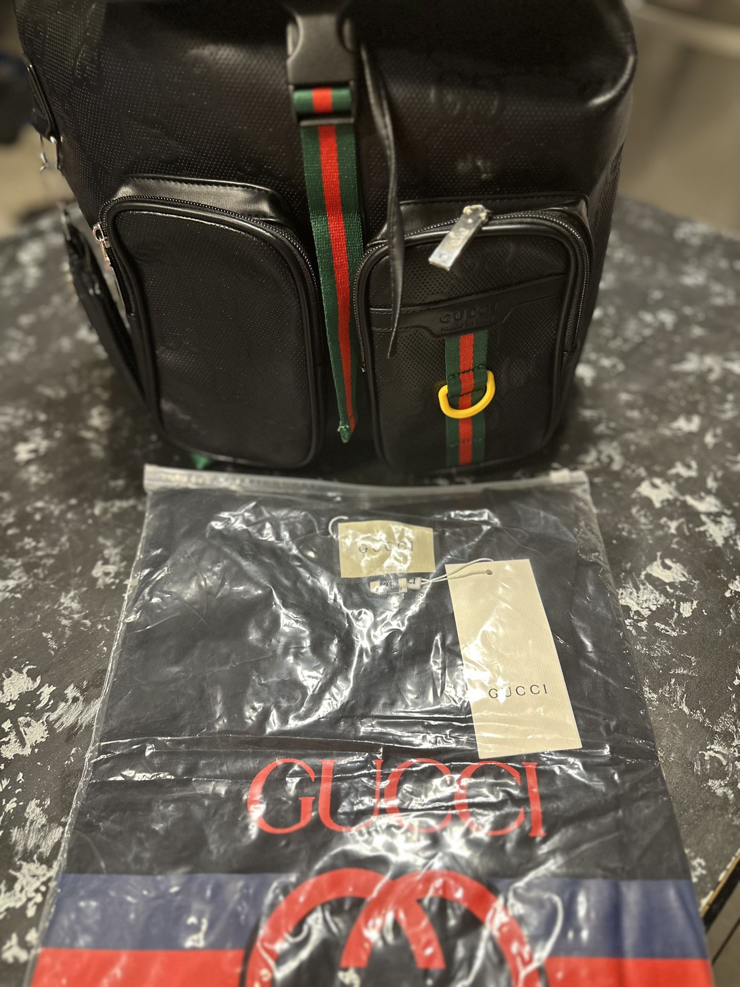 Black Gucci Backpack For Sale With Logo Stamped Designer
