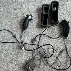 2 PACK For Wii & Wii U Console Nunchuck Wii Nunchuk Game Controller Remote Black and Adapter, all for $20