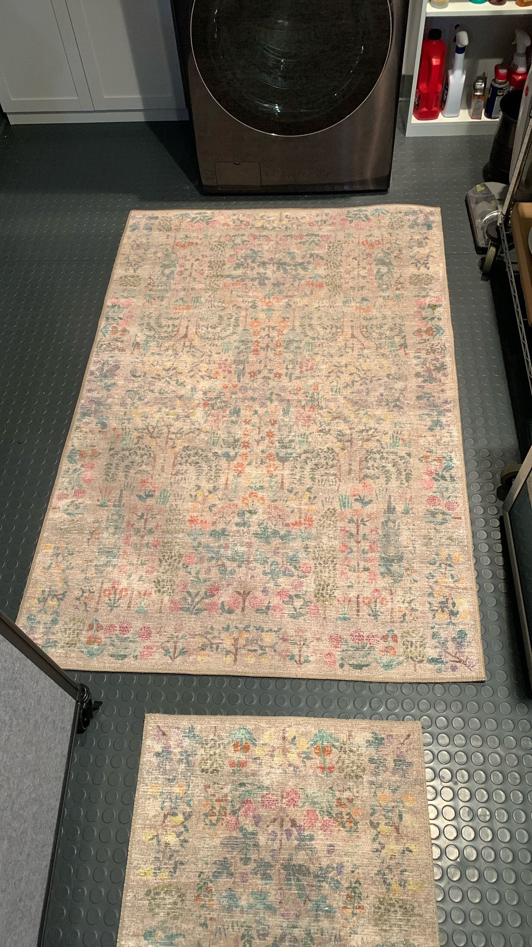 2 Matching Rugs - Botanical Print
