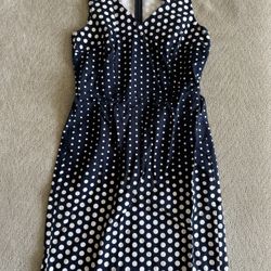 Tommy Hilfiger Woman's Size O Blue/White Polka Dot Pullover Zip Dress