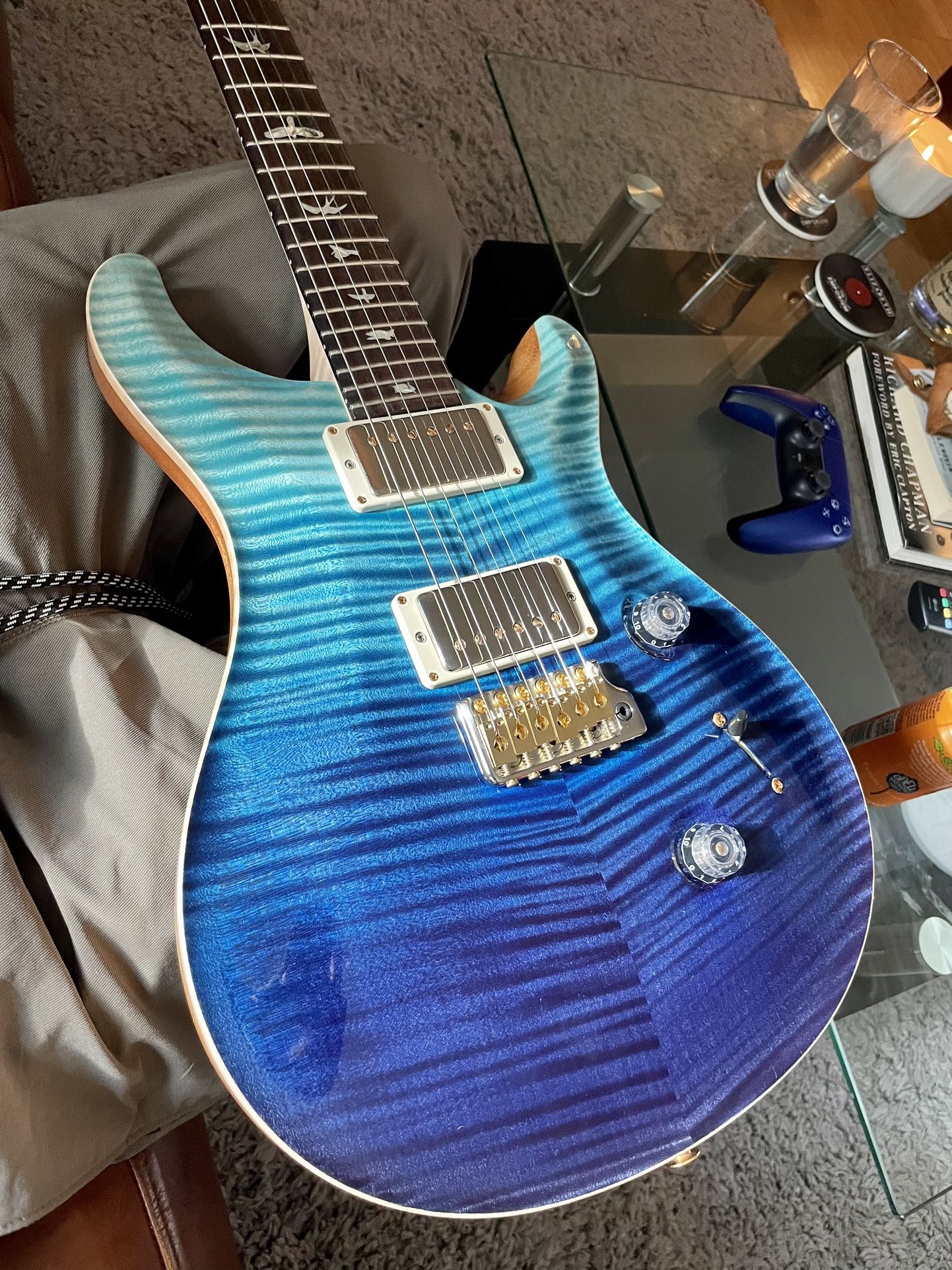 PRS CUSTOM 24 10 TOP WOOD LIBRARY BLUE FADE