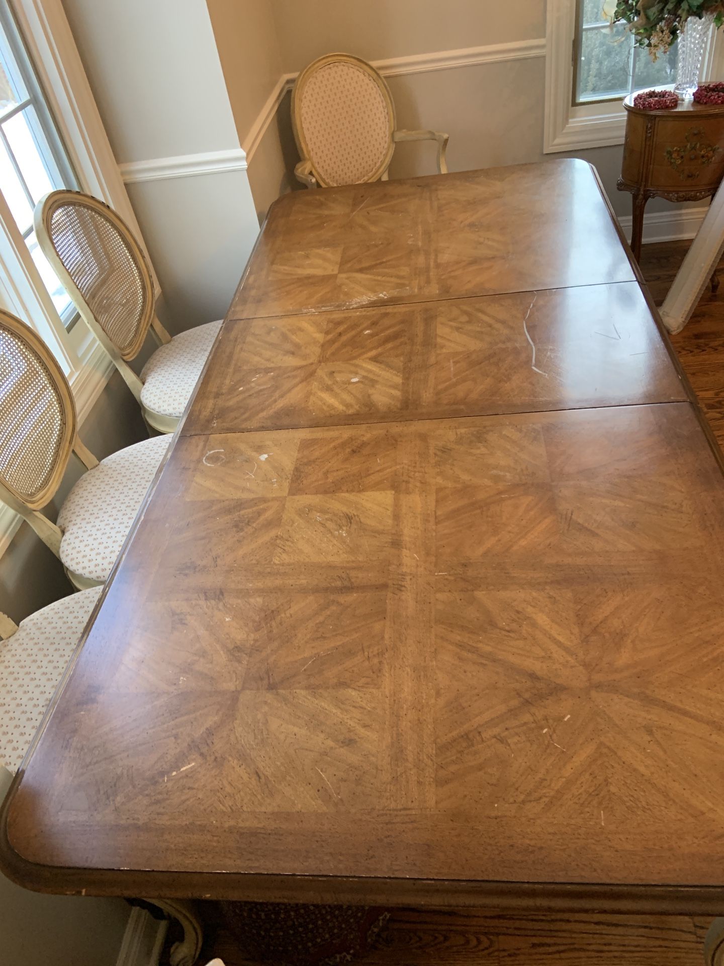 Dining room Set: table and chairs and china cabinet, French Provincial