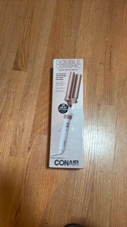 Double ceramic triple barrel waver color metallic rose gold
