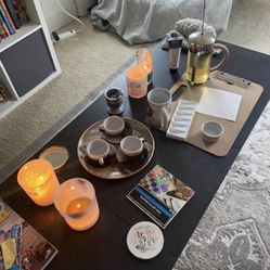 Japanese painted wood storage table 