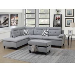 Gorgeous 3 Piece Sectional and Ottoman with Storage