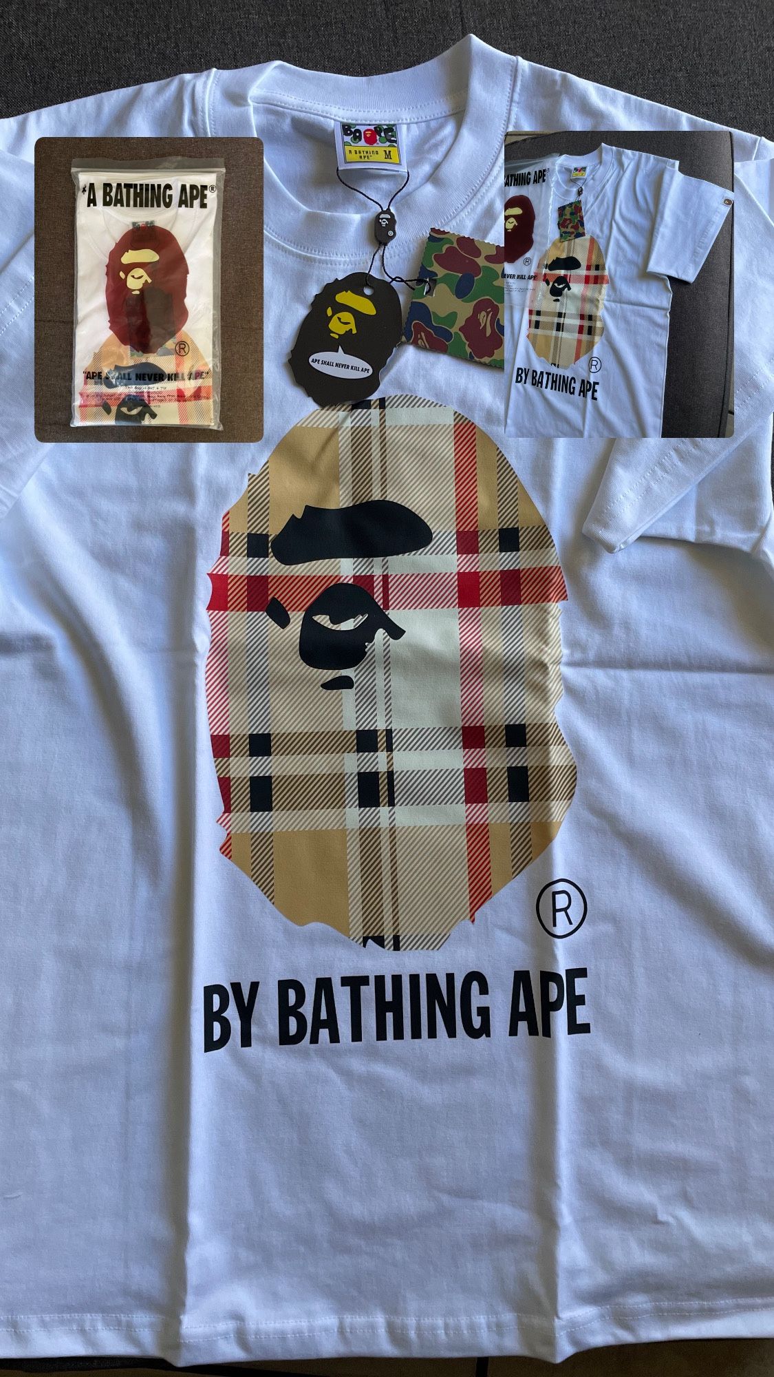 Bape X Burberry (White)(Size Medium)