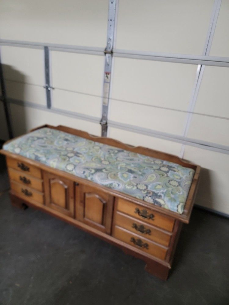 Storage Bench With Little Matt Almost Five Feet Long. Solid Wood Ready To Go