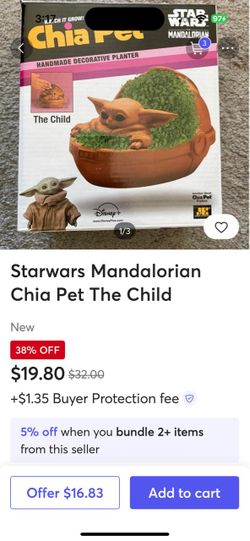 Mattel 2020 yoda plush& chia pet