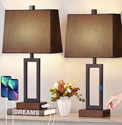 Beautiful set of table lamps usb charging port