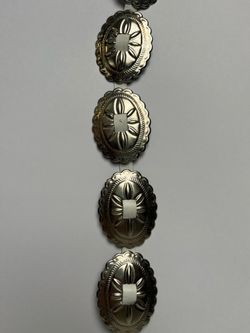Silver concho white belt string
