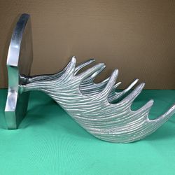 Cast Aluminum Moose Horn Wall Mount Rack Gear Holder Hats, Coat, Lodge, Man-Cave