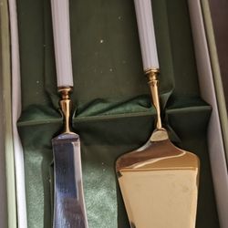 Gold Plated Cake Utensil And Knife