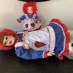 The Danbury Mint Raggedy Ann Porcelain Doll 22” Kelly Rubert New Open Box