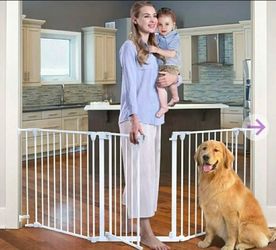 North States Tokkidas 24.4”-80” Auto Close Baby Gate - New Kids | Color: White