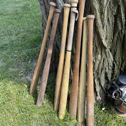 Bunch Of Old Wooden Baseball Bats 