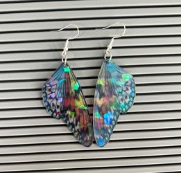 Holographic butterfly wing earring set