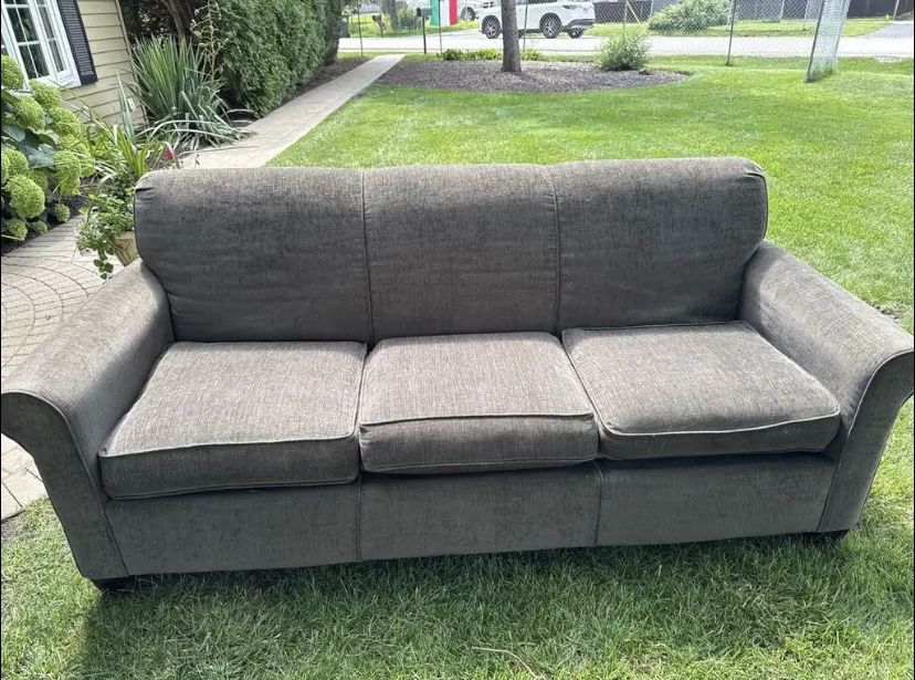 3 Person Gray Fabric Couch - Will Deliver