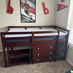 Lofted Twin Bed With Pull Out Desk
