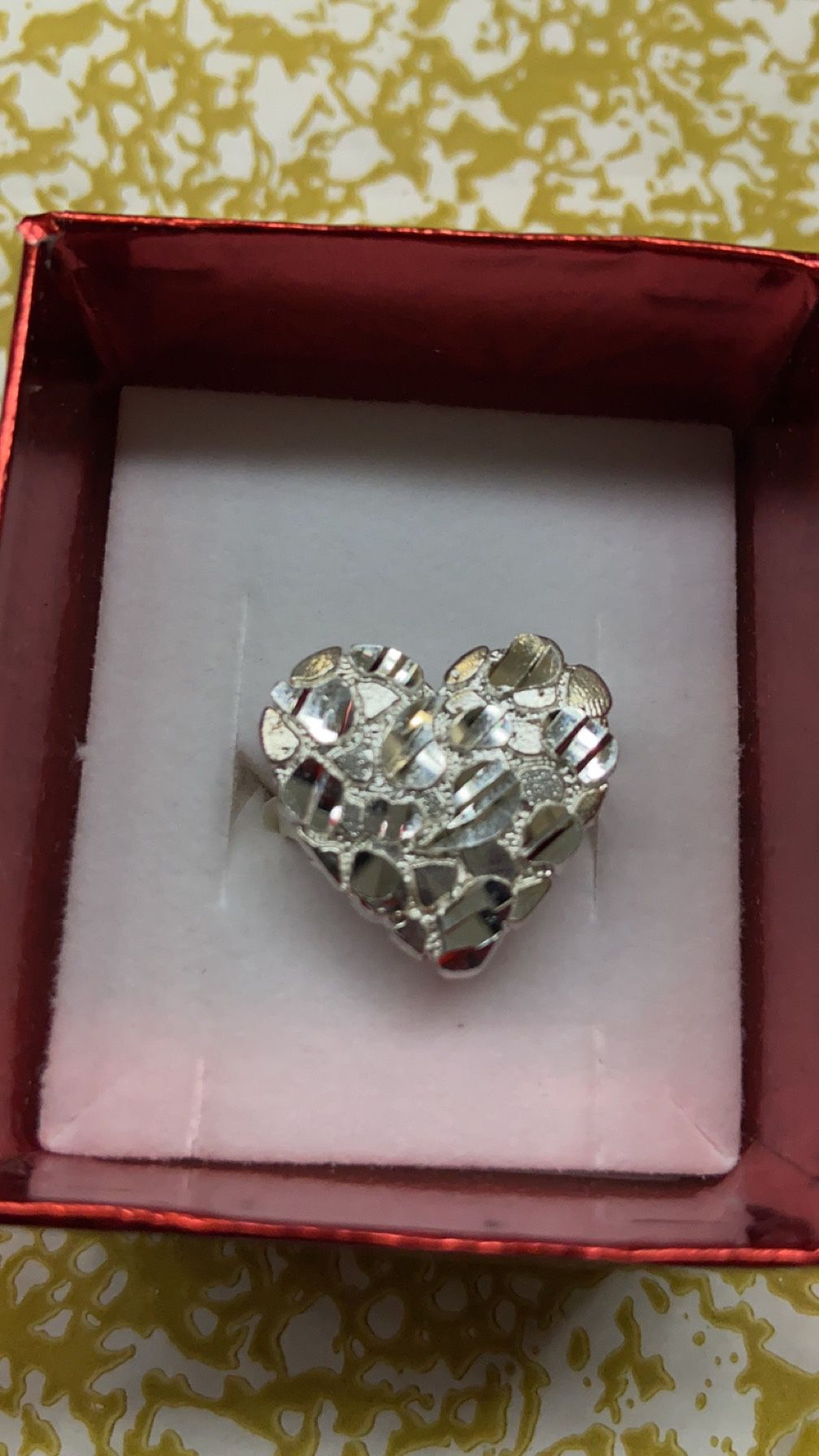 Silver Heart Nugget Rings 