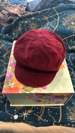 Deep Burgundy Velvet Newsboy Cap – 100% Cotton Vintage Style